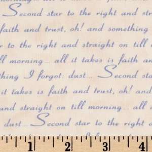   Fly to Neverland Peter Pan Quotes Cream/Blue Fabric By The Yard: Arts