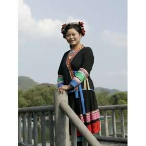 Young Woman of Yao Minority Mountain Tribe, with Traditional Costume 