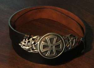 Black Leather Medieval Celtic Cross Belt and Buckle  