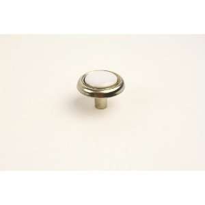  Knob, 1 1/4 In Diameter, Satin Nickel/White Ceramic