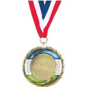  Soccer Medals   2 1/2 inches Multi Colored Enameled Medal SOCCER 