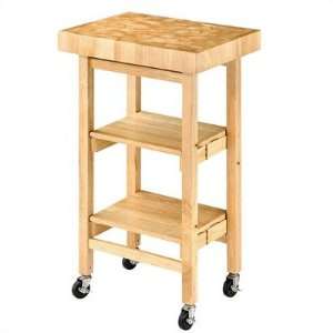  Folding Vertical End Grain Kitchen Island   Natural Finish 