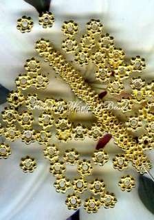 100 Bali Daisy Spacer Beads Real 14kt Gold Plate 4MM  