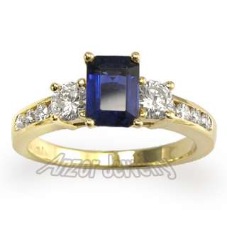 Ceylon Blue Sapphire and Diamond Ring in 18k Yellow Gold R1517 Free 