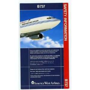  America West Airlines B 737 Safety Information Card 1991 