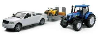   RAY 1/24 PICK UP TRUCK AND ATV WITH B/O NEW HOLLAND T7070 TRACTOR 1673