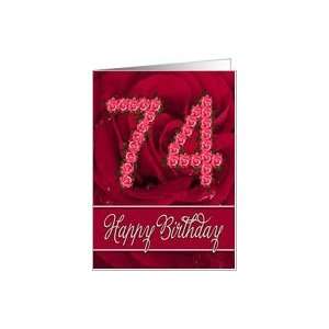  74th birthday with numbers made from roses Card: Toys 
