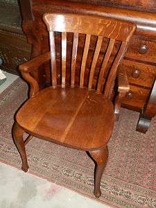   ANTIQUE TIGER OAK ARM CHAIR GREAT FOR A DESK  SOLID AS A ROCK