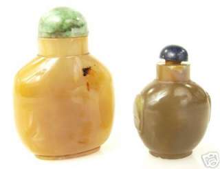 Two Antique 19th Century Agate Chinese Snuff Bottles  