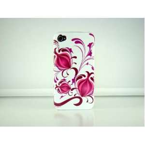 Apple iphone 4 Accessories Kit Hot Pink Flower Design Hard Snap On 