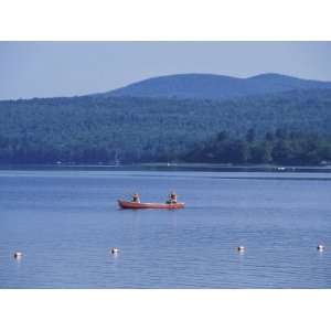 Canoe on Webb Lake, Mt. Blue State Park, Northern Forest, Maine, USA 