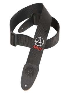 Levys MSS8AN BLK poly guitar strap with Anarchy patch  