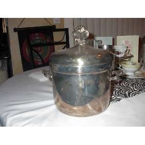   Silverplate F.b. Rogers Ice Bucket with White Glass Insert Chipped