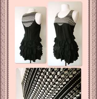   OR Teal Embroidery Yoke Flounce Ruffle Skirt BOHO CHIC Casual Dress