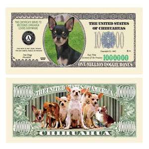 Chihuahua 1 Million Doggie Bones Bill Notes 2 for $1.00  