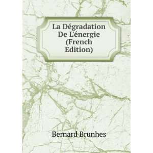   ©gradation De LÃ©nergie (French Edition) Bernard Brunhes Books