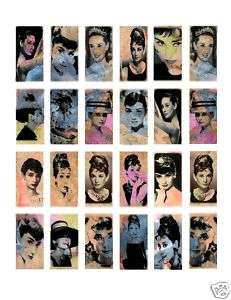 Altered Audrey Hepburn Domino 1x2 Inch Collage Sheet  