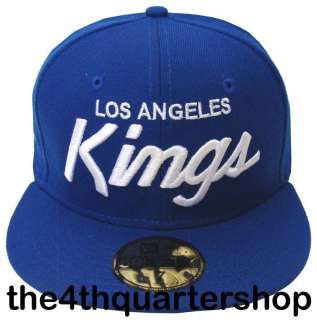 Kings New Era 5950 Fitted Script Cap Hat All Blue  