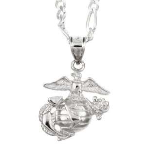   Sterling Silver Wounded Warrior Project 22 inch Marine Corps Necklace