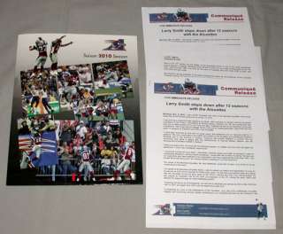 2010 Montreal Alouettes CFL Folder Press Release  