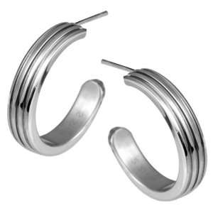 AAB Style ESS 138 Stainless Steel Earrings with Corrugated Design AAB 