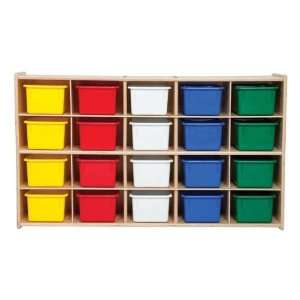    20 Tray Wooden Storage Unit Assembled and with Colorful Trays Baby