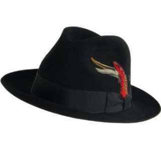   Rabbit Fur Felt Fedora Homburg Godfather Hat * Black * Large Clothing