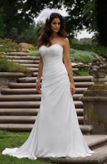 Beach Chiffon A line White Bridal Evening Dress*Cust Size4 6 8 10 12 