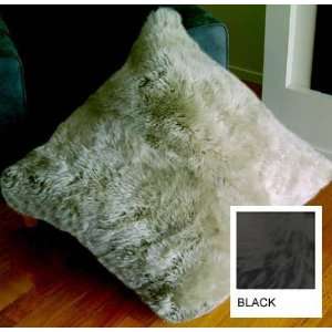 Sheepskin Longwool Floor Cushion (Black) (24 x 24 with a 