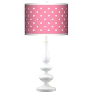  Mini Dots Pink Giclee Paley White Table Lamp