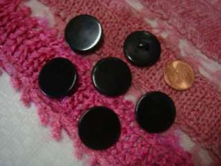 12pc Black Acrylic Self Shank Buttons 23mm  