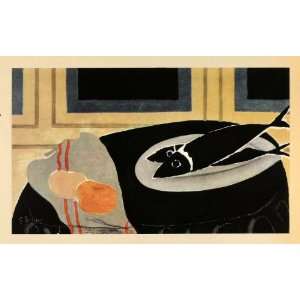  1956 Tipped In Print Georges Braque Black Fish Bread Rolls 