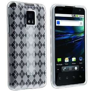  TPU Rubber Skin Case for LG G2X, Clear White Argyle Electronics