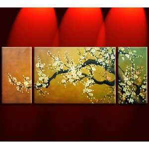  Gold Blossom   3 Piece Canvas Oil Painting: Everything 