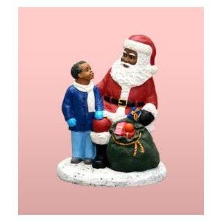 African American Christmas Santa Claus with Boy