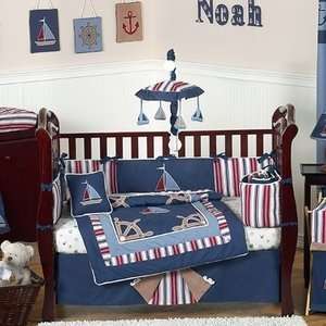  Nautical Nights Boys Sailboat Baby Bedding   9 pc Crib Set 