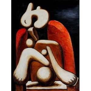  Oil Painting: Woman in Red Armchair: Pablo Picasso Hand 