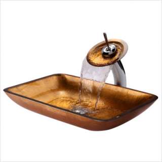 Kraus Golden Pearl Rectangular Glass Vessel Sink and Faucet Oil Rubbed 