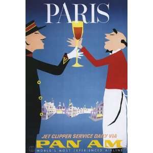  PARIS TRAVEL TOURISM WAITER WINE AIRLINE SMALL VINTAGE 
