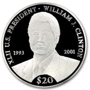  Liberia 2000 $20 Silver Proof William J. Clinton Toys 