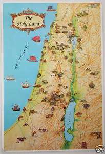 Lot 10 PLACEMATS, 2 Sides Israel Holy Land Bible Map & Christian Sites 