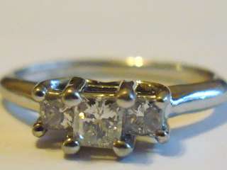 2ct Diamond 3 Stone Princess Ring 14k Platinum S 5.75  