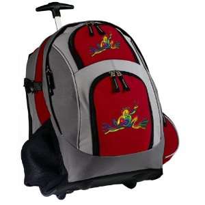  Peace Frog Rolling Backpack Red: Sports & Outdoors
