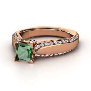  Aurora Ring, Princess Emerald 14K Rose Gold Ring with 
