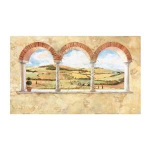   Europa II Tuscan View Prepasted Mural, Baked Clay/Brick/Sky Blue/Green