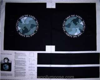 Cranston SAVE THE EARTH Ecology Tote Bag Fabric Panel  