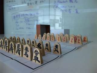 Japanese Chess, Shogi, paper chessboard, wooden pieces, with playing 