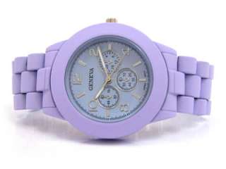 LILAC MATTE 3D GENEVA SILICONE METAL OVERSIZED WOMENS WATCH  