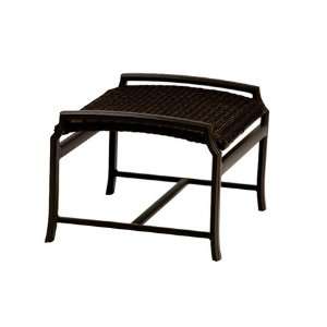 Tropitone Windsor Woven Wicker Patio Ottoman Smooth Parchment Finish