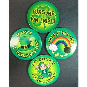 Set of 4 IRISH St Patricks Day 3 Button PIN Pins  